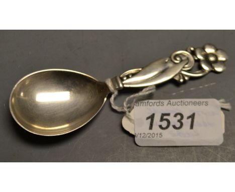 A Danish silver caddy spoon.