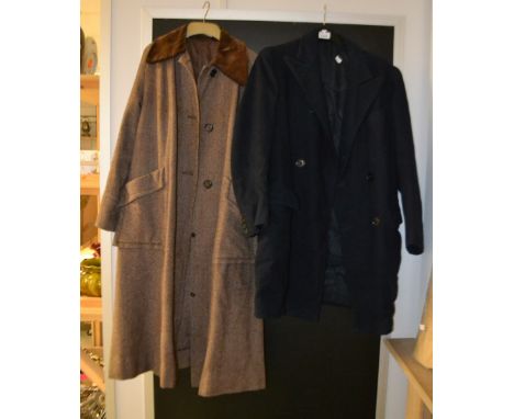 Vintage Costume - 1940's ladies tweed herringbone overcoat with CC41 label, 1940's gentleman's overcoat with CC41 label. 
