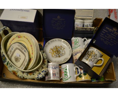 A Wedgwood mug, One Thousand Years of English Monarchy, boxed; others, Crown Ducal, Royal Worcester egg coddlers; a 19th cent
