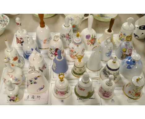 A set of twenty five ceramic bells, Bells Of The World's Great Porcelain Houses, including, Hammersley, Fukagawa, Royal Worce