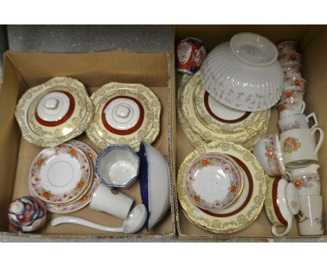 Ceramics - an Edwardian part tea set; a dinner service; ladle; planter; qty