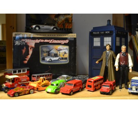A Corgi James Bond 007 BMW28 The World is Not Enough diorama set, certificate, boxed; a Dr Who Tardis and figure, David Tenan