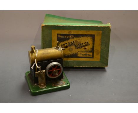 A J & L Randall Toys (Signaling Equipment Limited) 1530 junior stationary steam engine, metal boiler, black body, green base 
