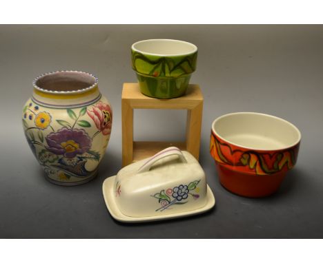 Poole planter, another smaller, butter dish (4)
