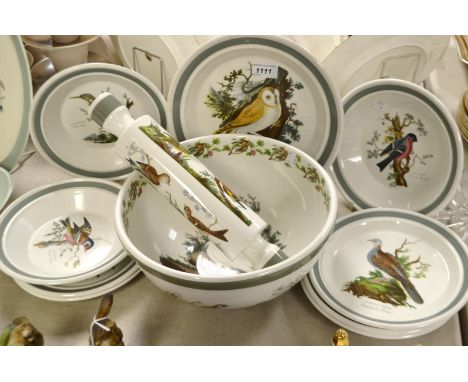 A Portmerion Birds of Britain mixing bowl, rolling pin, plates, qty