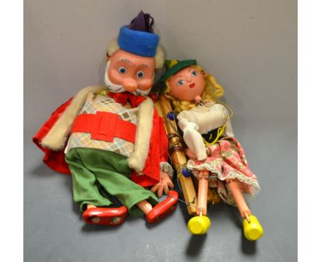 King - Pelham Puppets SL 63 Range,  hollow moulded head,  with painted features, purple felt clown, red and white faux fur li