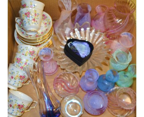 A Queen Anne, Country Bouquet tea service for six;  a qty of Caithness glass