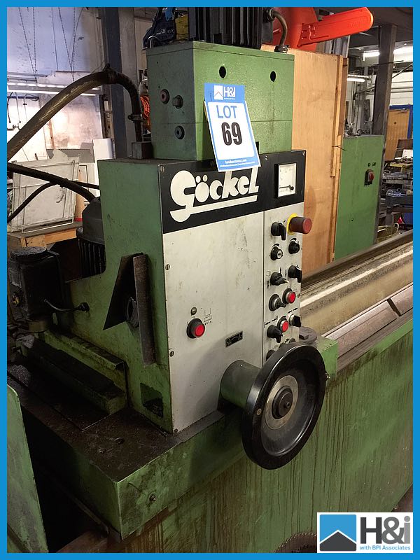 Gockel G60 3m capacity guillotine and knife grinder. Used 