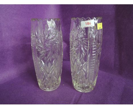 Two vintage cut glass vase