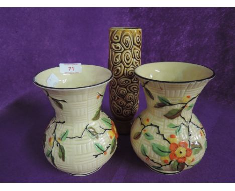 A pair of Pheonix ware Blossom vase and similar Sylvac vase