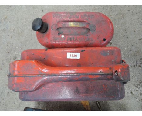 Two vintage metal petrol cans