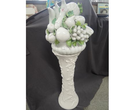 A modernist ceramic Jardinière stand and ceramic fruit basket