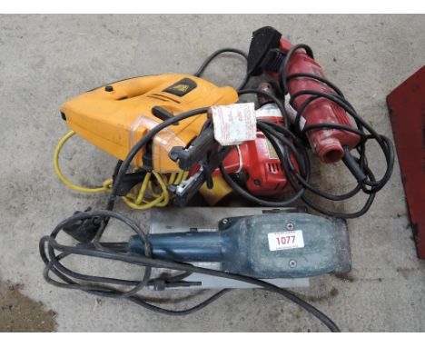 A selection of power tools including jigsaw, sanders and drill for spares or repairs