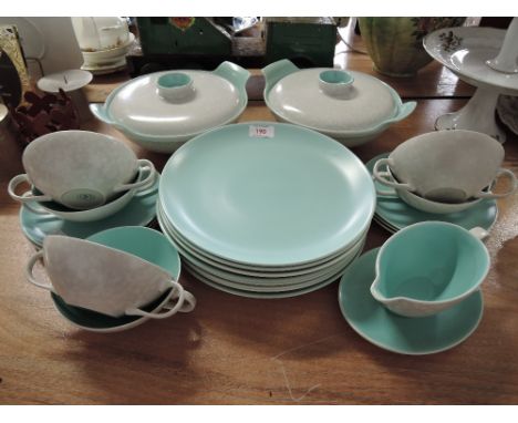 A vintage dinner service by Poole in a retro two tone pattern