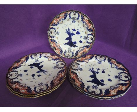 A selection of vintage ceramic plates by Royal Crown Derby in an Imari style pattern 5 plates