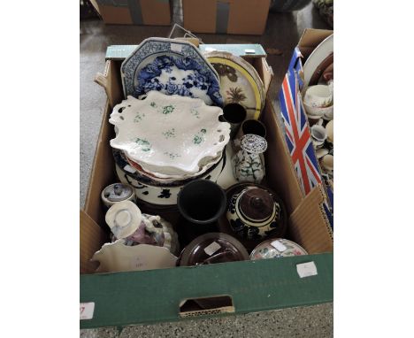 A selection of vintage ceramics including plates figure etc