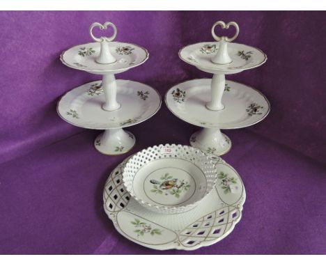 A selection of vintage ceramics including cake stand