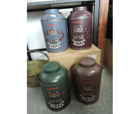 A set of vintage style coffee bean storage tins ideal for display