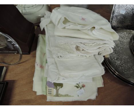 A selection of vintage linen and embroidery