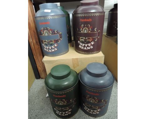 A set of vintage style coffee bean storage tins ideal for display