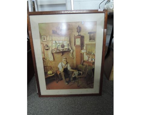 A large vintage print in period style pine frame