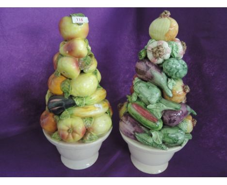 Two large decorative ceramic fruit bowls