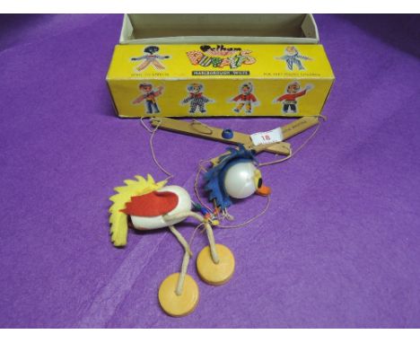 A vintage childrens toy puppet by Pelham the Ostrich figure in original box
