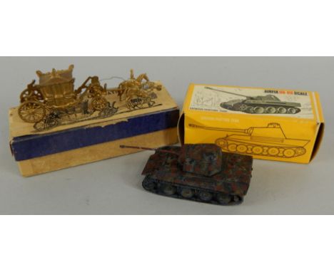 A W. Britains miniature coronation coach, and an Airfix H0-00 scale German Panther. (2, boxed)