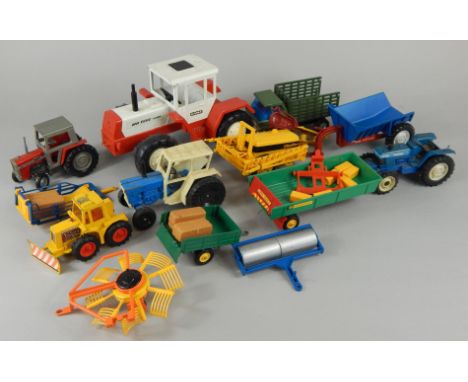 A quantity of die-cast and other agricultural machinery, to include a Gama tracker, Model Ford and Massey Ferguson tractors, 
