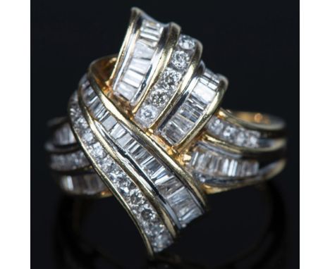 Beautiful 14k yellow gold ring with 74 channel-set diamonds weighing 1.50ctw. The ring has a total weight of 6.08g. Size 6. C