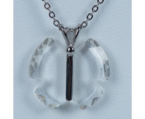 Beautiful crystal butterfly measuring approximately 0.75"L x 0.75"W. The chain is stamped Gorham near the spring ring clasp a