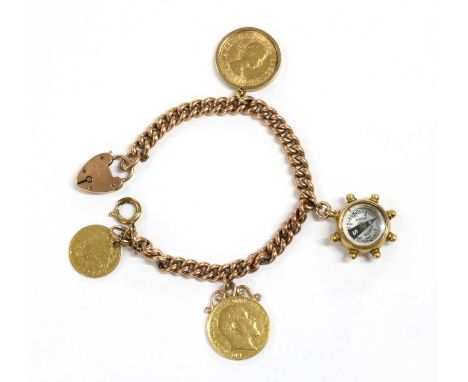 Coins, Great Britain, Edward VII (1901-1910), Sovereign, 1909, F with soldered pendant mount, together with a 1965 Sovereign,
