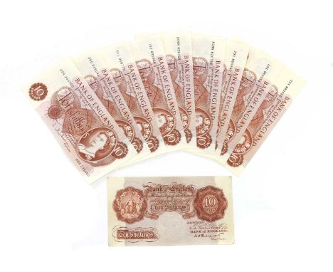 Banknotes, Great Britain, a Peppiatt Ten Shillings note, no serial number, NVF with damages tot he corners, areas of slight d