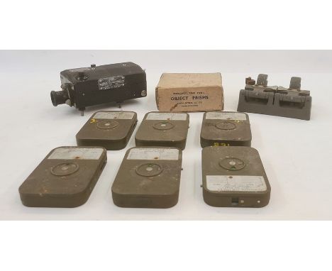Six magazine film type A-6 spec.no.31142, stamped 'This magazine is the property of the US Government', an object prism camer