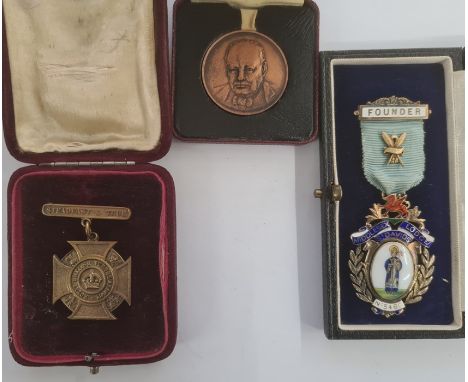 Medals and badges, silver masonic jewel, Middlesex lodge, founder hallmarked in original maker's box 'Spencer of London', Roy