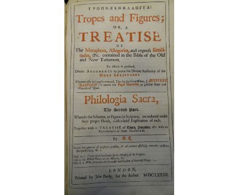 [Benjamin Keach]   B.K.  Part 'An Alphabetical Table' bound with 'A Key to Open Scripture-Metaphors.......' London, printed b