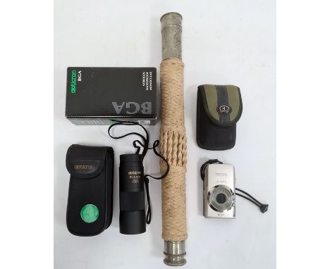 String covered telescope, a modern monocular&nbsp;and a modern camera&nbsp;

