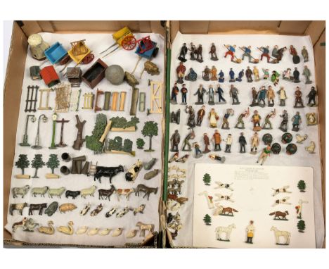 Britains, JoHillCo &amp; Other Makers - A Group of Farm Figures, Animals &amp; Accessories. Conditions generally appear Fair 