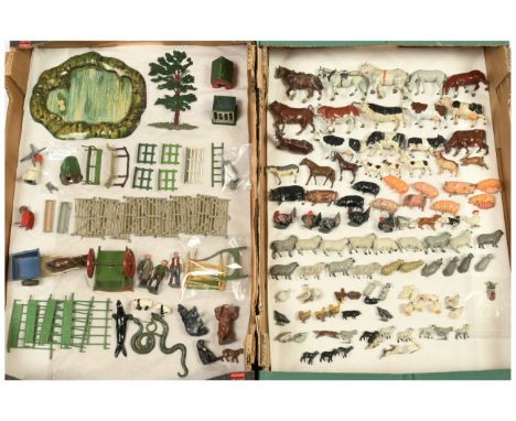 Britains, Timpo &amp; JoHillCo - A Group of Lead Farm &amp; Zoo Animals, Figures &amp; Accessories. Conditions generally appe
