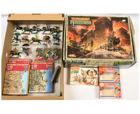 Timpo, Revell, Matchbox &amp; Citadel Miniatures - A Mixed Group of Figures &amp; Castle. Comprising: Timpo Knights; Matchbox