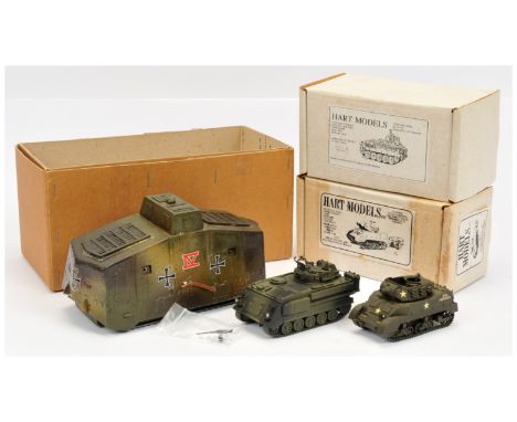 Hart Models &amp; Other - A Group of Boxed Military Vehicles. Comprising: Hart HT76 'Stuart M8 HMC (missing ammunition traile