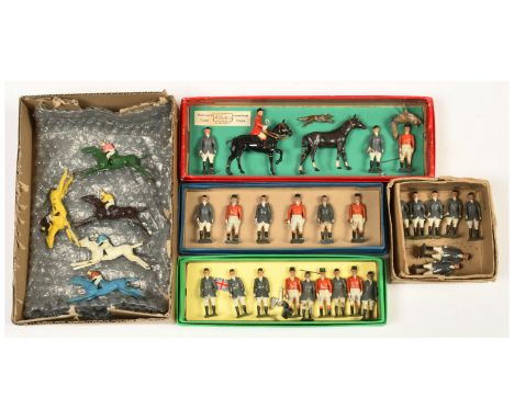 Britains Hunt Series - A Group of Figures &amp; Animals. Also includes Chad Valley race horses. Conditions generally appear F