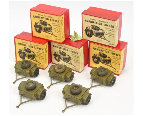 Britains - A Group of Boxed Limbers. Comprising: 5 x Set No. 1726 'Ammunition Limber' (pre and post-war). Conditions generall