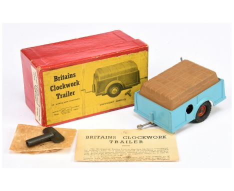 Britains - Set No. 2041 'Clockwork Trailer', Boxed. Circa 1950s, pale blue civilian version. Complete with key in original pa