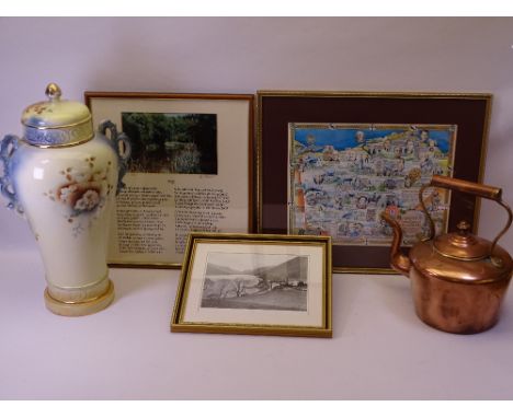 MIXED COLLECTABLES GROUP to include a Victorian pottery vase and cover marked 'Nankin', 50cms H, vintage copper kettle, E Mei