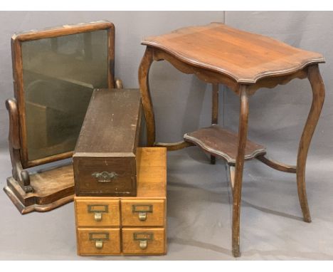 VINTAGE FURNITURE PARCEL, FOUR ITEMS to include a light oak card index bank of four drawers, 24.5cms H, 32.5cms W, 41cms D, a