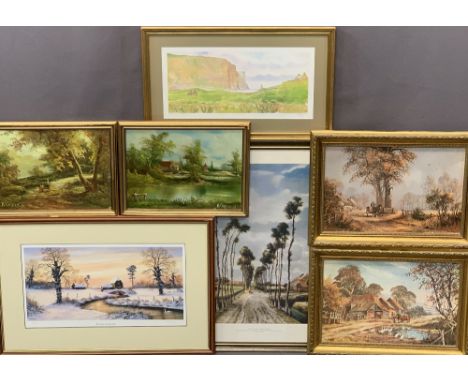 CAFIERI oils on board, a pair - landscapes and a pair of nicely framed prints by DON VAUGHAN ETC