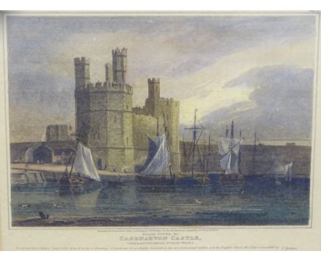 AFTER A W CALLCOTT a good, coloured print - Eagle Tower Caernarfon Castle, 28 x 37cms