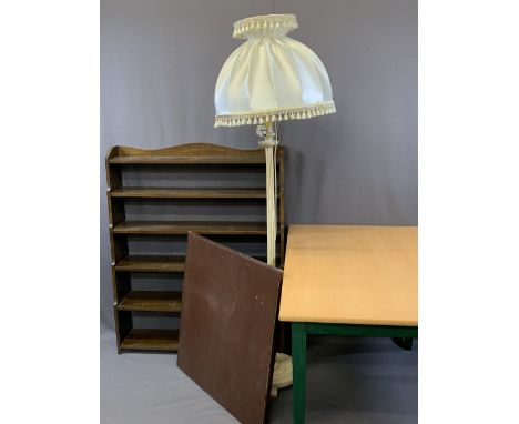 VINTAGE &amp; LATER FURNITURE PARCEL, FOUR ITEMS to include a rectangular dining table with lightwood top and green painted b