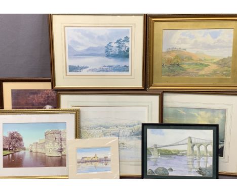 GWYNETH RYDER limited edition print - Admiralty Pier Holyhead, 13.5 x 19cms, indistinctively signed watercolour - The Menai B